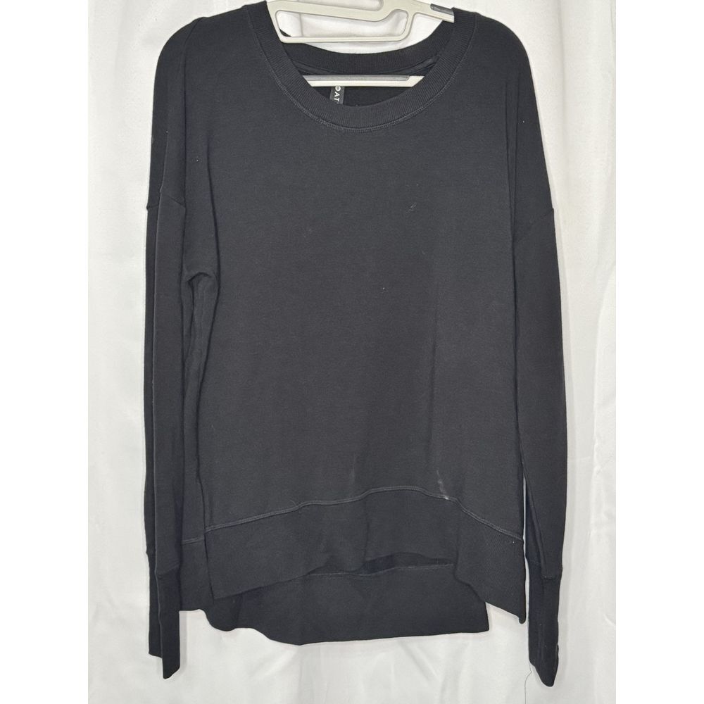Athleta Coaster Luxe Sweatshirt Sz M Black Stretch Crewneck Modal Ultra Soft